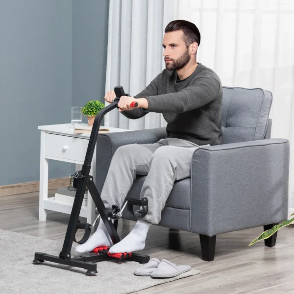 Pedaltrainer Voor Senioren Hoogte En Lengteverstelbare Mini Hometrainer Met Handvat LCD Display Bevestigingsband