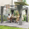 Pergola 3 X 3 M Vrijstaande Terrasoverkapping Met Schuifdak, 4 Zijwanden UV bestendig Lichtgrijs
