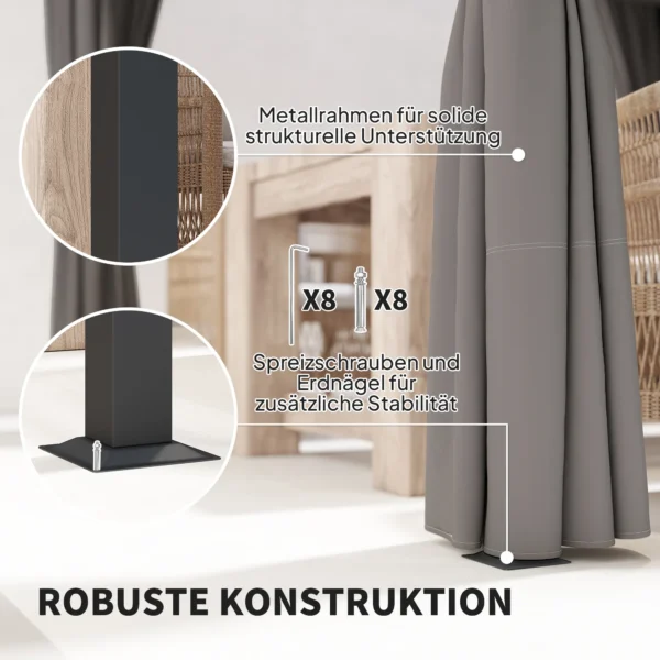 Pergola 3 X 3 M Vrijstaande Terrasoverkapping Met Schuifdak, 4 Zijwanden UV bestendig Lichtgrijs