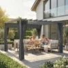 Pergola Ca. 3,6x3 M Tuinpaviljoen Terrasoverkapping Van Aluminium Tuinpaviljoen Met Verstelbaar Dak Donkergrijs