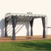 Pergola Ca. 3,6x3 M Tuinpaviljoen Terrasoverkapping Van Aluminium Tuinpaviljoen Met Verstelbaar Dak Donkergrijs