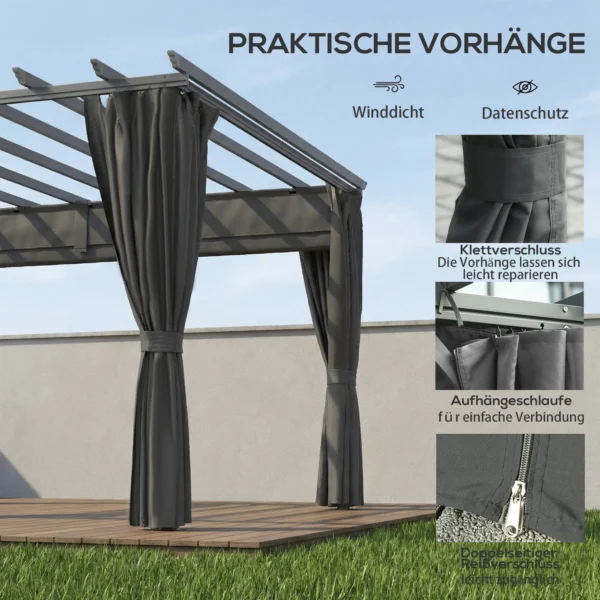 Pergola Ca. 3,6x3 M Tuinpaviljoen Terrasoverkapping Van Aluminium Tuinpaviljoen Met Verstelbaar Dak Donkergrijs