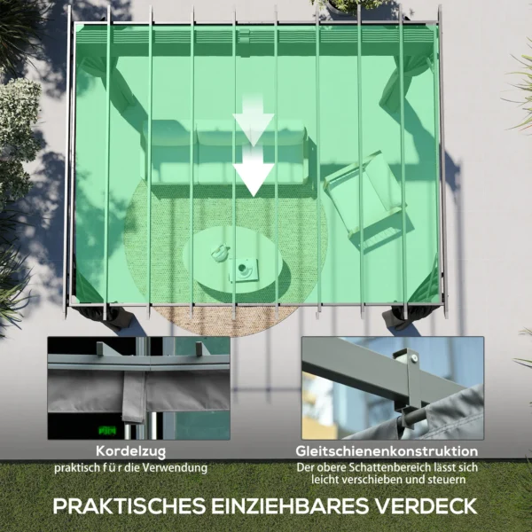 Pergola Ca. 3,6x3 M Tuinpaviljoen Terrasoverkapping Van Aluminium Tuinpaviljoen Met Verstelbaar Dak Donkergrijs