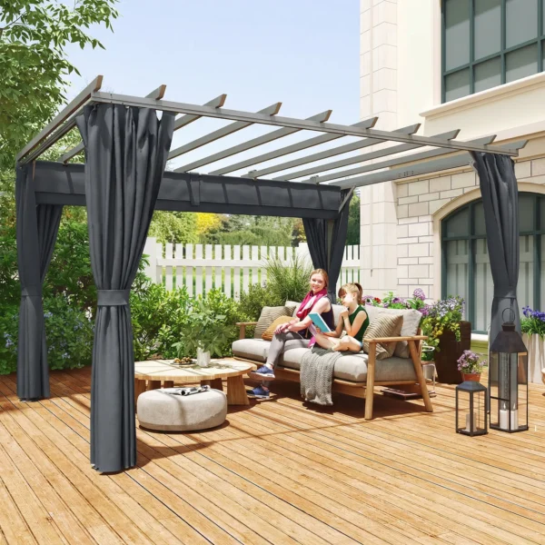 Pergola Ca. 3,6x3 M Tuinpaviljoen Terrasoverkapping Van Aluminium Tuinpaviljoen Met Verstelbaar Dak Donkergrijs
