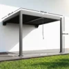 Pergola Ca. 3x3 M Aluminium Terrasoverkapping Met Verstelbaar Lamellendak Wandmontage Donkergrijs