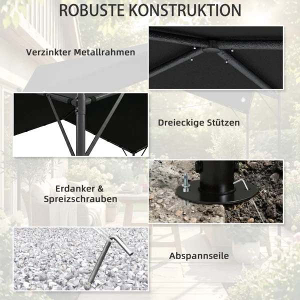Pergola Paviljoen 3x3m Waterafstotend Stabiel Winterbestendig Zonwering Met Zadeldak Driehoeksverstevigingen