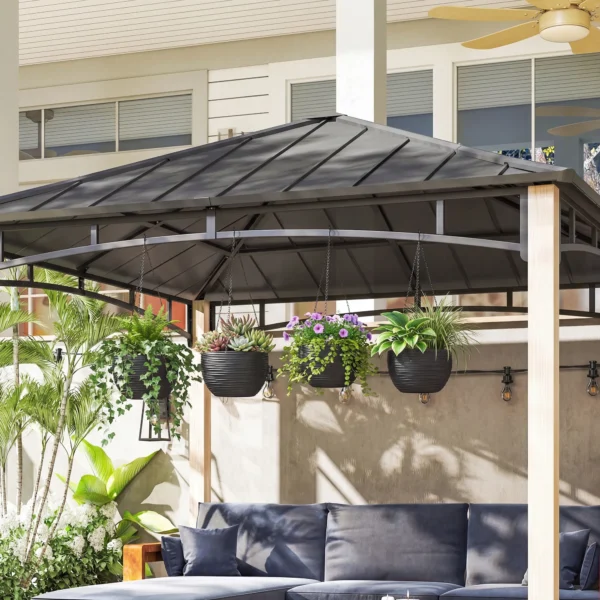 Plantenbakken Voor Buiten En Binnenplanten, Zelfwatergevend, Hangende Plantenbakken Met Metalen Kettingen, 4 Stuks, Zwart