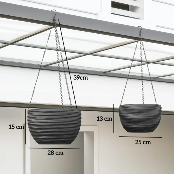 Plantenbakken Voor Buiten En Binnenplanten, Zelfwatergevend, Hangende Plantenbakken Met Metalen Kettingen, 4 Stuks, Zwart