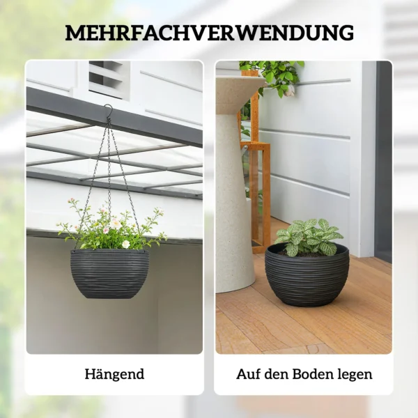 Plantenbakken Voor Buiten En Binnenplanten, Zelfwatergevend, Hangende Plantenbakken Met Metalen Kettingen, 4 Stuks, Zwart