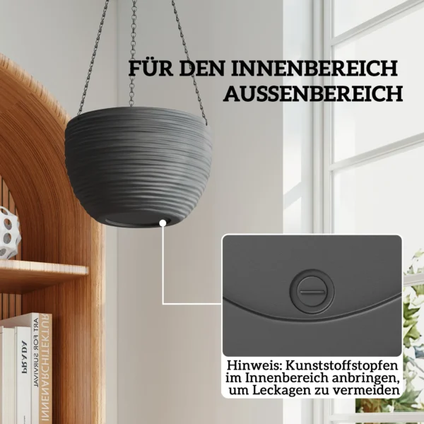 Plantenbakken Voor Buiten En Binnenplanten, Zelfwatergevend, Hangende Plantenbakken Met Metalen Kettingen, 4 Stuks, Zwart