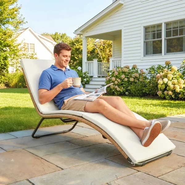 Poly Rattan Zonneligstoel S vormige Tuinligstoel Met Kussen Ademende Zitoppervlak Stalen Frame