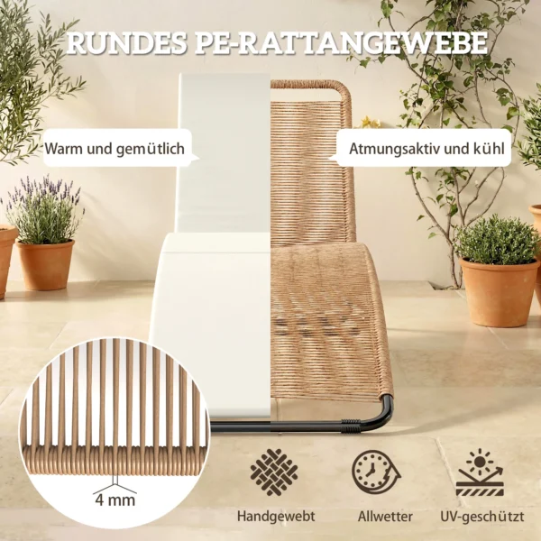 Poly Rattan Zonneligstoel S vormige Tuinligstoel Met Kussen Ademende Zitoppervlak Stalen Frame