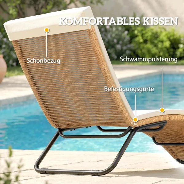 Poly Rattan Zonneligstoel S vormige Tuinligstoel Met Kussen Ademende Zitoppervlak Stalen Frame