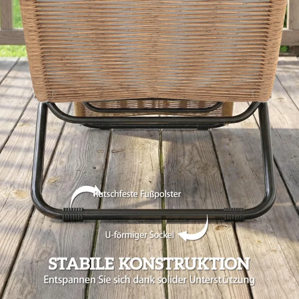 Poly Rattan Zonneligstoel S vormige Tuinligstoel Met Kussen Ademende Zitoppervlak Stalen Frame