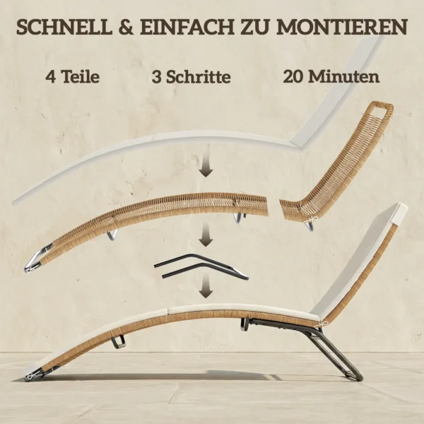 Poly Rattan Zonneligstoel S vormige Tuinligstoel Met Kussen Ademende Zitoppervlak Stalen Frame