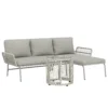 Polyrattan Tuinmeubelset 3 delig, Lounge Set Met Chaiselongue Tweezitsbank Glastafel Afneembare Kussens