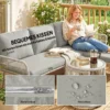 Polyrattan Tuinmeubelset 3 delig, Lounge Set Met Chaiselongue Tweezitsbank Glastafel Afneembare Kussens