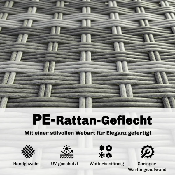 Polyrattan Tuinmeubelset 5 delig, Lounge Set Met Hoekbank Kruk Tafel Zit & Rugkussen Grijs+Cremewit