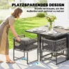 Polyrattan Tuinmeubelset 5 delig Ruimtebesparend Zitgroep Tafel Met 4 Stoelen DPC Tafelblad Kussens Grijs