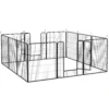 Puppyren 12 delig Opvouwbare Puppyuitloop Met 2 Deuren 12 Stalen Roosters Elk 80x100 Cm Grijs