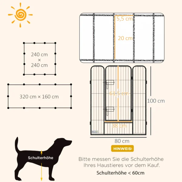 Puppyren 12 delig Opvouwbare Puppyuitloop Met 2 Deuren 12 Stalen Roosters Elk 80x100 Cm Grijs