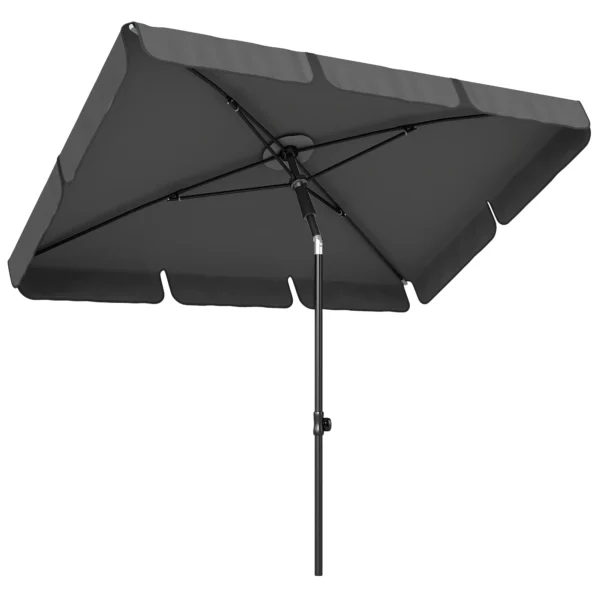 Rechthoekige Parasol Balkonparasol Met 3 voudige Kanteling Strandparasol Met 8 Ribben 183x122x222 Cm Donkergrijs