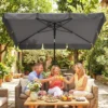 Rechthoekige Parasol Balkonparasol Met 3 voudige Kanteling Strandparasol Met 8 Ribben 183x122x222 Cm Donkergrijs