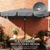 Rechthoekige Parasol Balkonparasol Met 3 voudige Kanteling Strandparasol Met 8 Ribben 183x122x222 Cm Donkergrijs