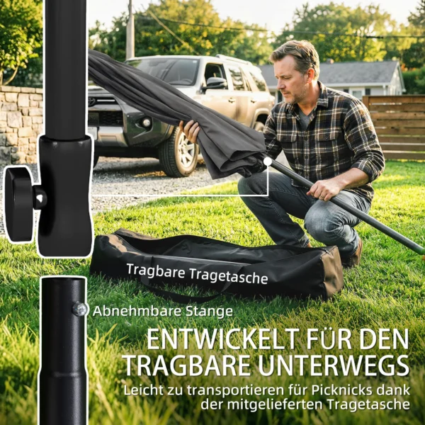 Rechthoekige Parasol Balkonparasol Met 3 voudige Kanteling Strandparasol Met 8 Ribben 183x122x222 Cm Donkergrijs