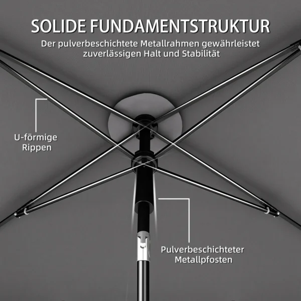 Rechthoekige Parasol Balkonparasol Met 3 voudige Kanteling Strandparasol Met 8 Ribben 183x122x222 Cm Donkergrijs