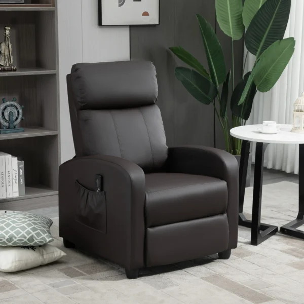 Relaxfauteuil TV fauteuil Met Vibratiemassage, Ligfunctie, 2 Massagepunten, Afstandsbediening, 68 X 88 X 98 Cm Bruin