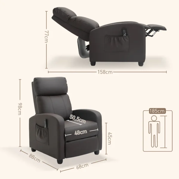 Relaxfauteuil TV fauteuil Met Vibratiemassage, Ligfunctie, 2 Massagepunten, Afstandsbediening, 68 X 88 X 98 Cm Bruin