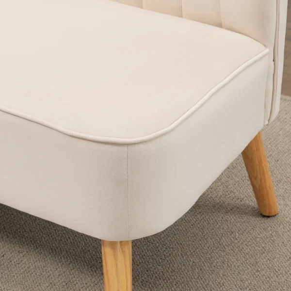 Retrodesign 2 zitsbank, Houten Poten, 117 Cm X 56,5 Cm X 77 Cm, Crèmewit