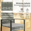 Rieten Bistroset, 3 delige Tuinmeubelset Met 2 Tuinstoelen, Salontafel, Afneembare Kussens Lichtgrijs