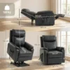 Riser En Relaxstoel Voor Senioren, Elektrische Liftstoel Gemaakt Van Kunstleer Met Dubbele Motor, Verenkussen, Zwart