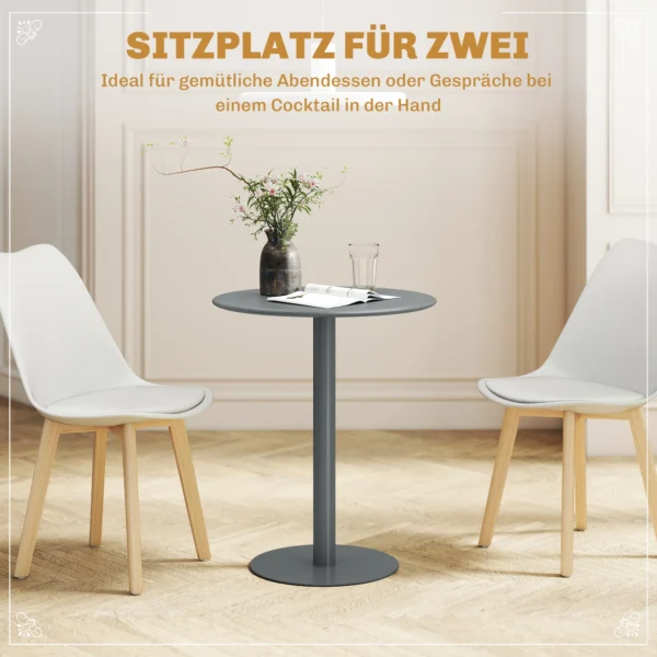 Ronde Eettafel Voor 2 Personen, Staal, Voor Binnen En Buiten, Grijs