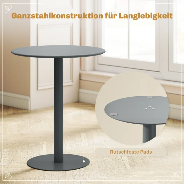 Ronde Eettafel Voor 2 Personen, Staal, Voor Binnen En Buiten, Grijs