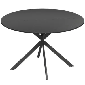 Ronde Eettafel Voor 4 Personen, Keukentafel In Industriële Stijl Met Stalen Poten, Voor Eetkamer, Keuken, Zwart