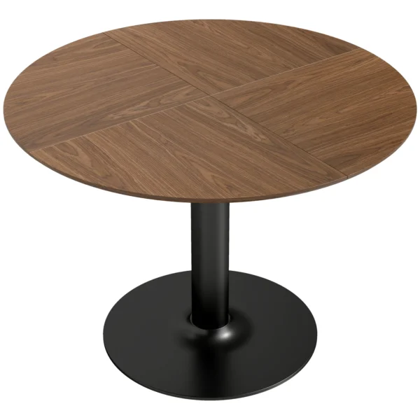 Ronde Eettafel Voor 6 Personen, 110 Cm Moderne Keukentafel Met Voetstuk Voor Woonkamer, Bruin Houtnerf