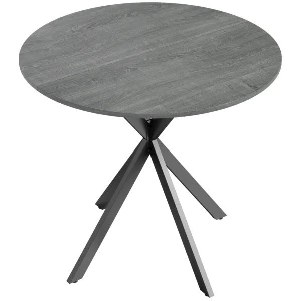 Ronde Keukentafel, 80 Cm, Compact Tafelblad, Spaanplaat, Metaal, Grijs