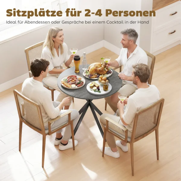 Ronde Keukentafel, 80 Cm, Compact Tafelblad, Spaanplaat, Metaal, Grijs