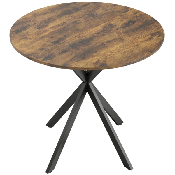 Ronde Keukentafel, 80 Cm, Compact Tafelblad, Spaanplaat, Metaal, Rustiek bruin