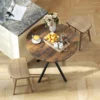 Ronde Keukentafel, 80 Cm, Compact Tafelblad, Spaanplaat, Metaal, Rustiek bruin