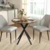 Ronde Keukentafel, 80 Cm, Compact Tafelblad, Spaanplaat, Metaal, Rustiek bruin