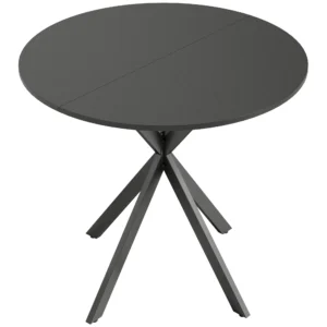 Ronde Keukentafel, 80 Cm, Compact Tafelblad, Spaanplaat, Metaal, Zwart