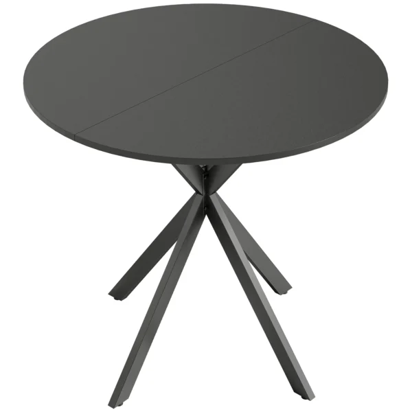 Ronde Keukentafel, 80 Cm, Compact Tafelblad, Spaanplaat, Metaal, Zwart
