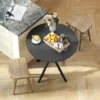 Ronde Keukentafel, 80 Cm, Compact Tafelblad, Spaanplaat, Metaal, Zwart