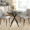 Ronde Keukentafel, 80 Cm, Compact Tafelblad, Spaanplaat, Metaal, Zwart