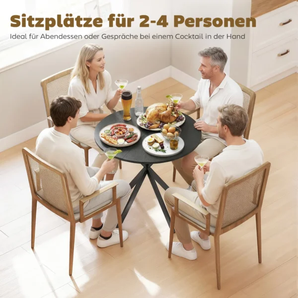 Ronde Keukentafel, 80 Cm, Compact Tafelblad, Spaanplaat, Metaal, Zwart