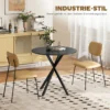 Ronde Keukentafel, 80 Cm, Compact Tafelblad, Spaanplaat, Metaal, Zwart